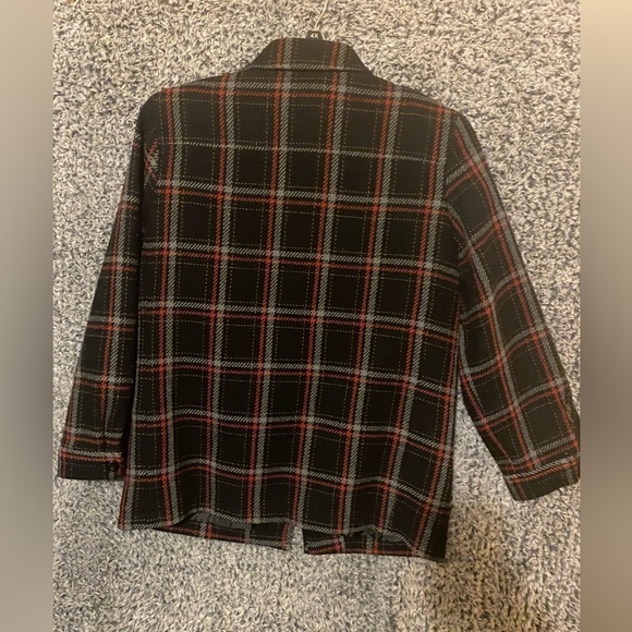 Vintage Requirements Womens 12 Size Blazer Red Black Plaid Zip Up Pockets - Picture 3 of 6